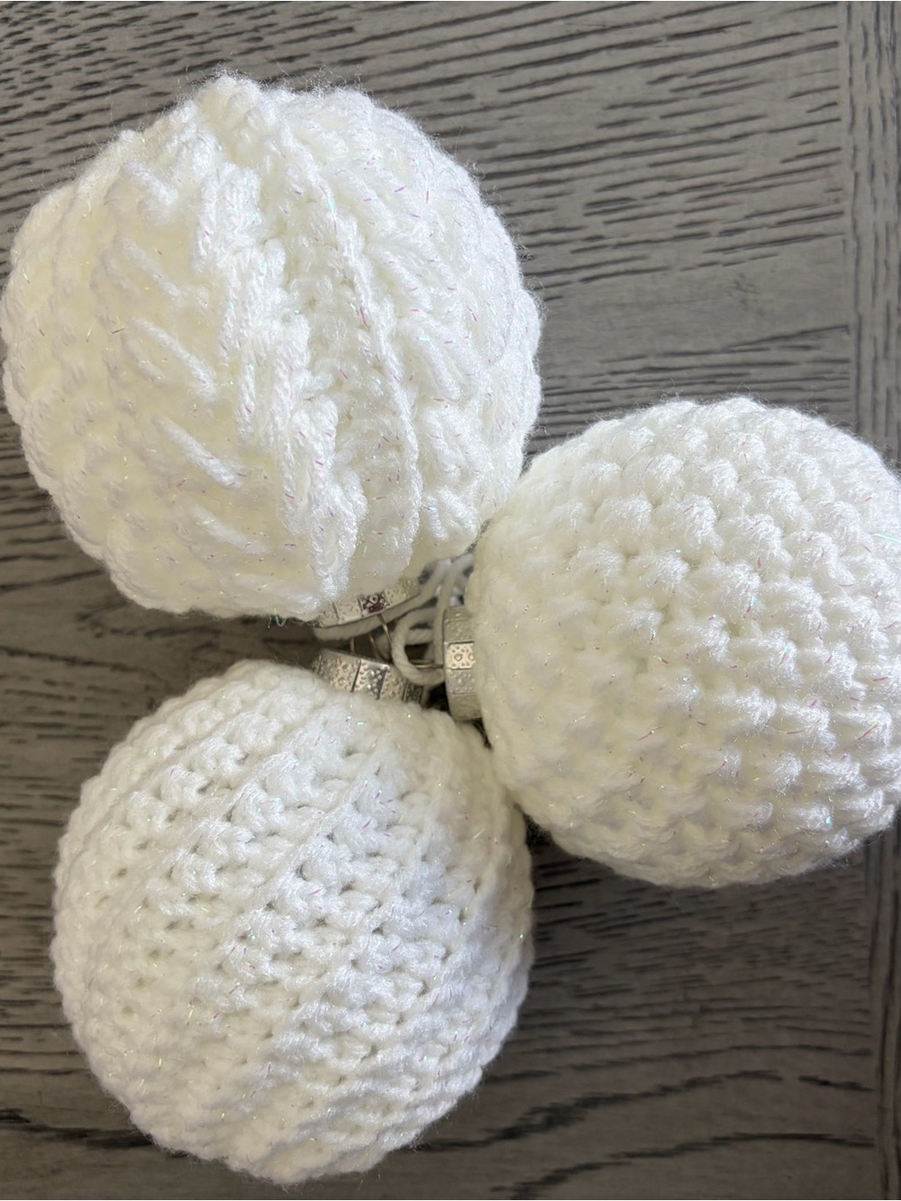 Handcrafted White Knit Decorative Ornaments - Home Accents